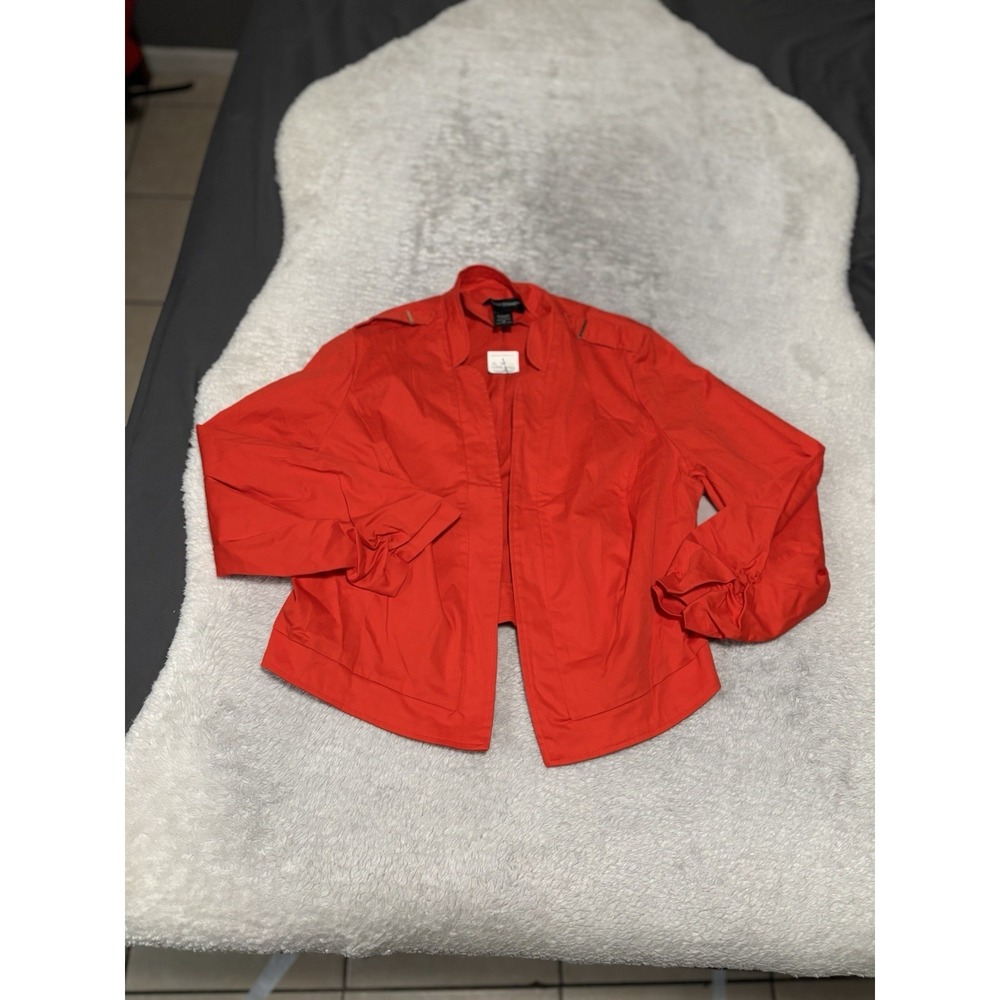 New Ashley Stewart Women's Red Open Front Jacket Size 12 READ